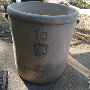 Antique UHL Pottery Co Acorn Wares Indiana 10 Gallon Stoneware Crock 15" x 18"